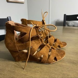 Brown Lace Up Maurices Heels